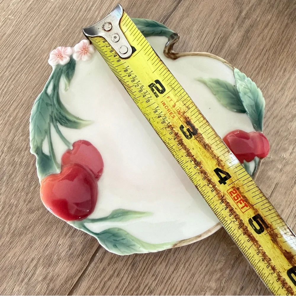 NIB‎ Vtg Franz Collection 3D Cherry Design Porcelain Cup Saucer Set FZ00181 2003